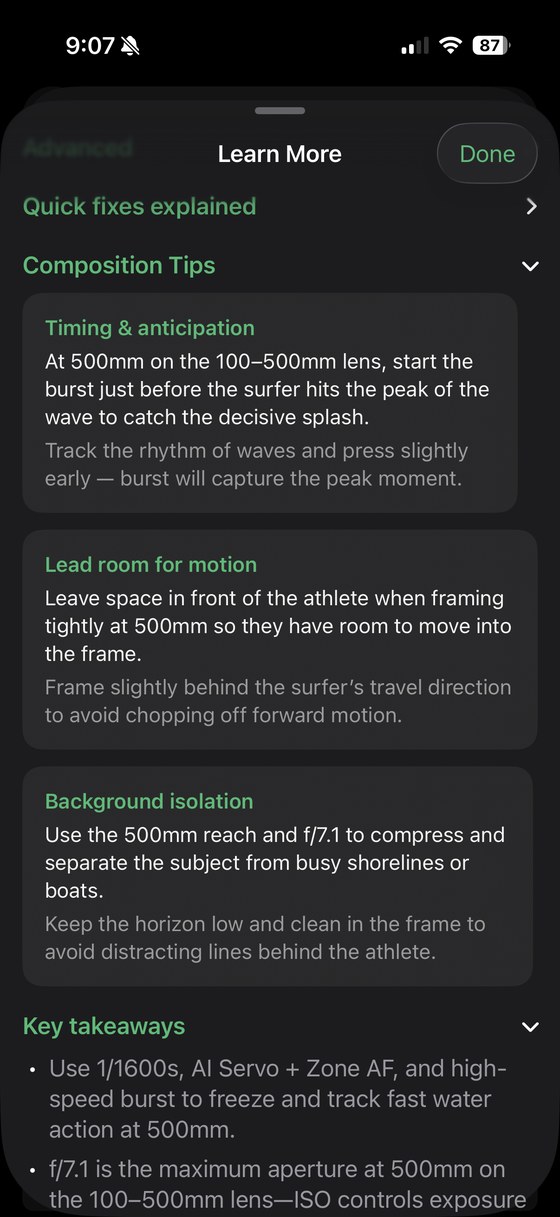 Composition tips in Learn More